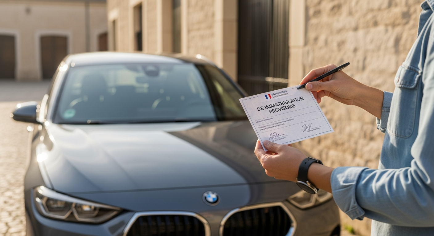 Femme commandant sa nouvelle plaque d'immatriculation en ligne sur un ordinateur portable