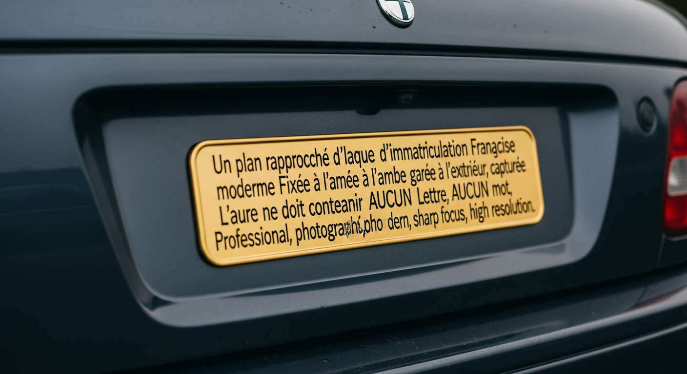 Plaque Immatriculation standard européenne avec numéro d'immatriculation et logo régional